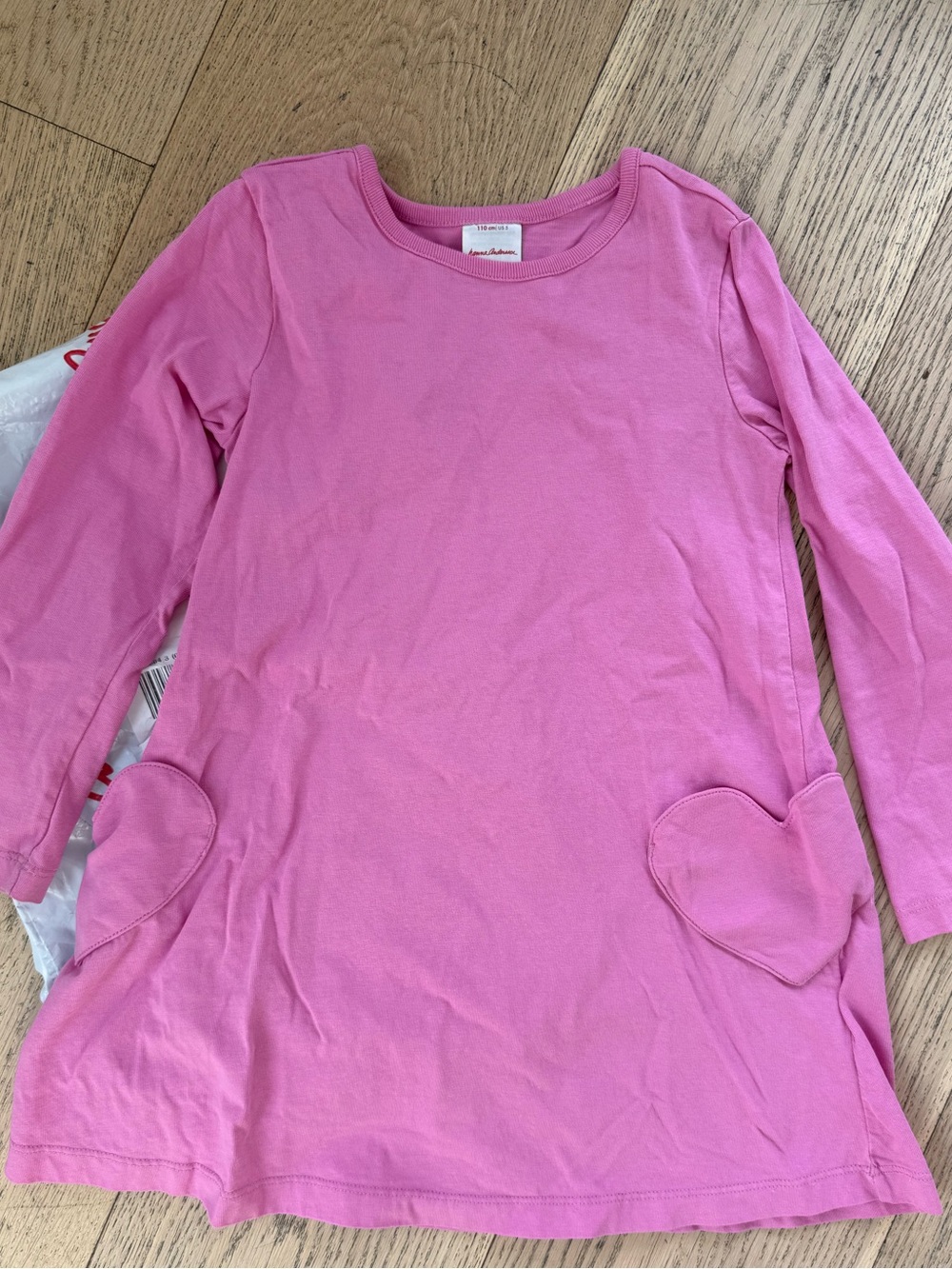 Hanna Andersson Pink Long-Sleeve Heart Pocket Tunic Dress